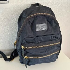 Marc by Marc Jacob’s Black Nylon Backpack with Gold Accents